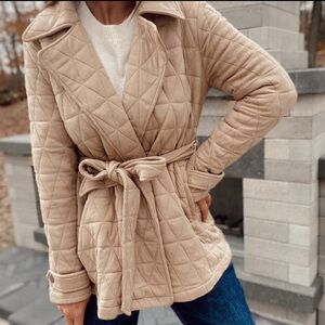 Boutique Taupe Quilted Jacket